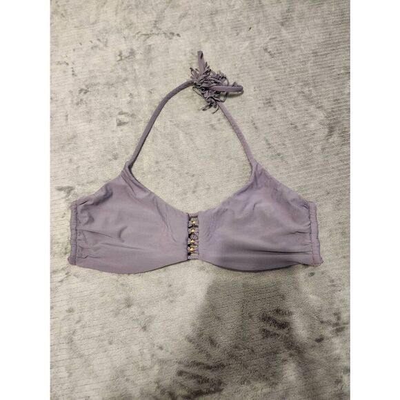 PIlyq M Amethyst Zen Braided Purple Strappy Halter Bikini Top Swim - Picture 2 of 4